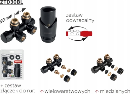 Picture of Ferro Zestaw termostatyczny zespolony ktowy, czarny