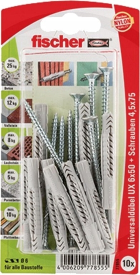 Picture of Fischertechnik  Fischer UX 6 x 50 SK Universalrawplug 50 mm 6 mm 77855 10 stk