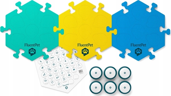 Picture of FluentPet - Basic Get Started Kit - zestaw 6 przycisków z piankowymi matami i naklejkami do komunikacji z psem / kotem
