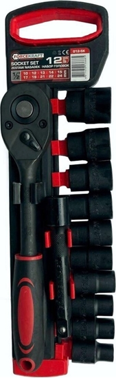 Picture of Forcekraft Zestaw nasadek 1/2" 12el. (z grzechotk i przeduk) (10-24mm)
