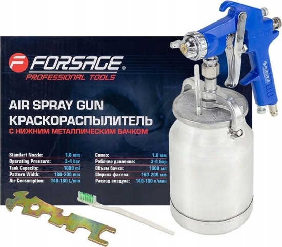 Изображение Forsage Pistolet lakierniczy z dolnym metalowym zbiornikiem (zbiornik 1000ml, dysza 1,8mm)