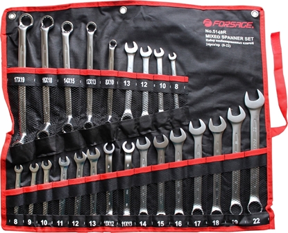 Attēls no Forsage Zestaw kluczy pasko-oczkowych, oczkowych i oczkowych rozcitych 24el. (8-22mm) na pótnie