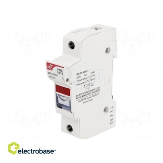 Picture of Fuse holder; cylindrical fuses; 8x31mm; Mounting: DIN; 25A; 400VAC