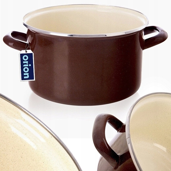 Изображение Garnek Emaliowany Brzowy Indukcja Gaz Solidny ORION 20 cm 3 L