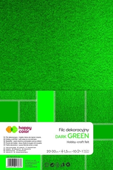 Изображение GDD Filc dekoracyjny ciemnozielony 10szt HAPPY COLOR