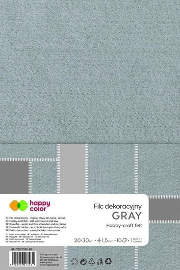 Picture of GDD Filc dekoracyjny szary 10szt HAPPY COLOR