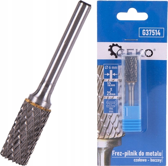 Picture of Geko Frez pilnik do metalu z wglika wolframu 12x25mm trzpie 6mm (czoowo-boczny) (200)