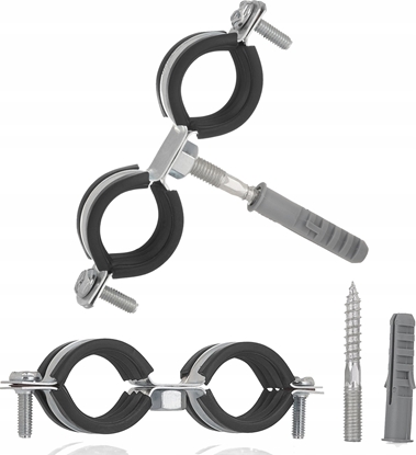 Picture of Geko Obejma metalowa z gum do rur podwójna 3/4" 26-30mm (200)
