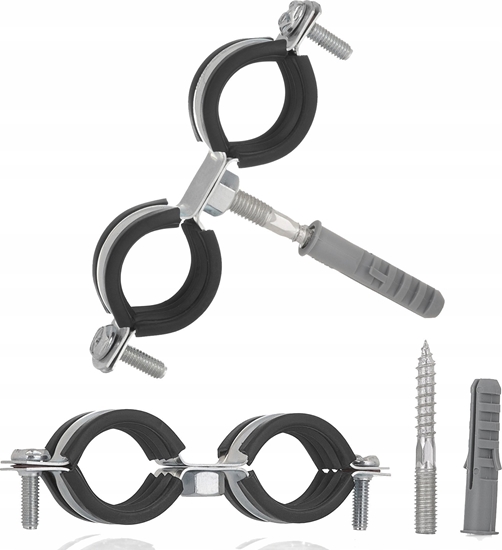 Picture of Geko Obejma metalowa z gum do rur podwójna 3/4" 26-30mm (200)