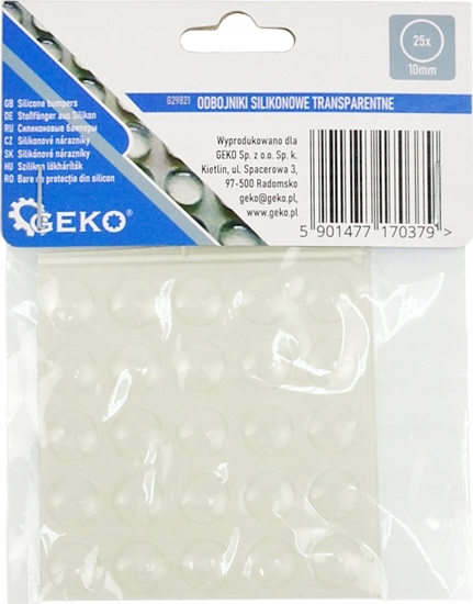Picture of Geko Odbojniki silikonowe transparentne  okrge pod meble 10mm 25szt (25/250)