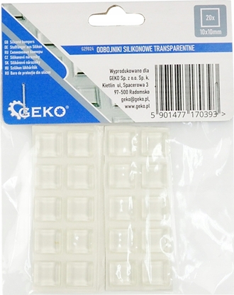 Picture of Geko Odbojniki silikonowe transparentne  prostoktne pod meble 10x10mm 20szt (25/250)