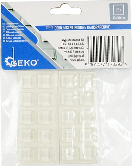 Picture of Geko Odbojniki silikonowe transparentne  prostoktne pod meble 10x10mm 20szt (25/250)