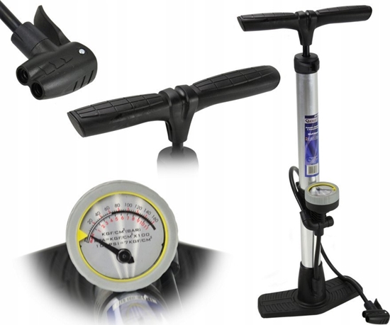 Изображение Geko Pompka supkowa z manometrem 38x530mm alumin. GEKO PROFI (10)