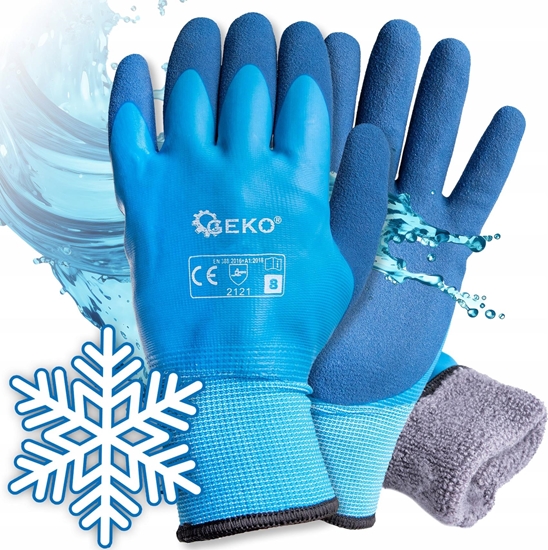 Picture of Geko Rkawice robocze wodoodporne ocieplane zimowe r. 8 /bawena  lateks/ (12/120)