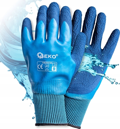 Attēls no Geko Rkawice robocze wodoodporne r. 9 /poliester  lateks/ (12/120)