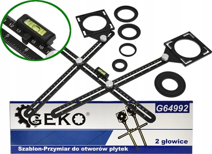 Attēls no Geko Szablon-Przymiar do otworów pytek 2 gowice