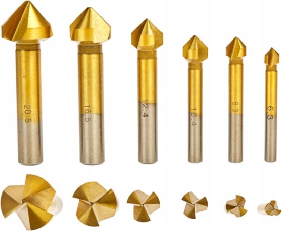 Picture of Geko Zestaw frezów stokowych HSS TiN 6,3-20,5mm 6el. (50)