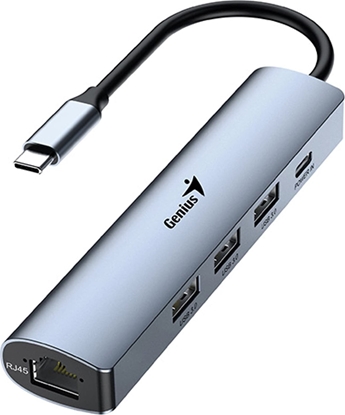 Изображение Genius USB (3.0) hub 4-port, UH-545, szary, Genius, 3x USB 3.0, 1x RJ45