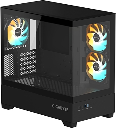 Изображение Case|GIGABYTE|C201 PANORAMIC|MidiTower|Case product features Rackmountable/Removeable HDD basket/Transparent panel|Not included|MicroATX|MiniITX|Colour Black|GB-C201P