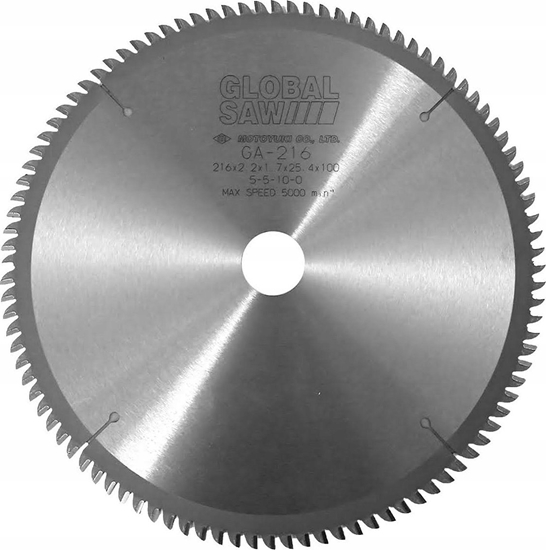 Изображение GLOBAL SAW Pia tarczowa do cicia aluminium GLOBAL SAW 216 x 2,2/1,7 x 25,4mm / 100z CERMET