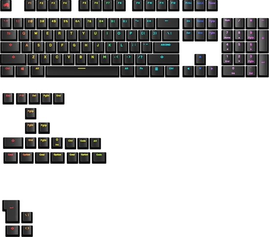 Picture of Glorious Glorious GPBT Backlit Keycaps, ANSI Layout (US), PBT, Dye-Sub - Schwarz