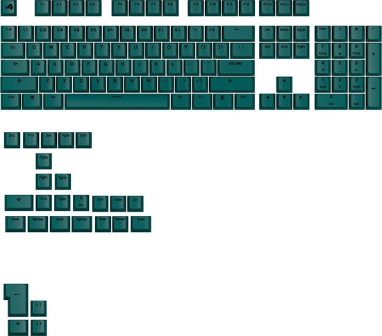 Picture of Glorious Glorious GPBT Basics Keycaps, ANSI Layout (US), PBT, Dye-Sub - Totem Green