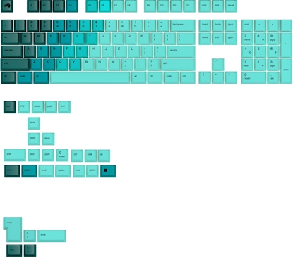 Attēls no Glorious Glorious GPBT Gradient Keycaps, ANSI Layout (US), PBT, Dye-Sub - RainforestGlorious GPBT Gradient Keycaps - Rainforest - US - Retail