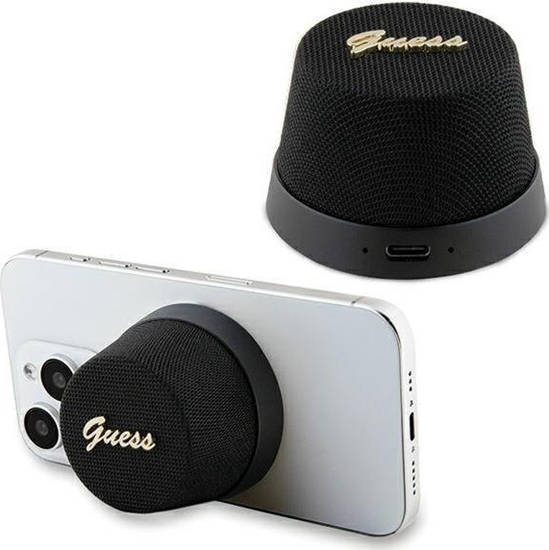 Изображение Gonik Guess Guess gonik Bluetooth GUWSC3ALSMK Speaker Stand czarny/black Magnetic Script Metal
