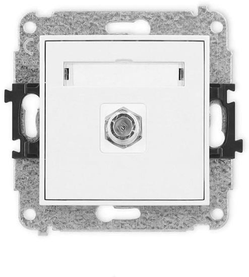 Picture of Gniazdo antenowe pojedyncze Karlik Mini 25MGF-1 typu F SAT niklowany biay mat