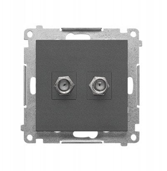 Изображение Gniazdo antenowe typu F Kontakt-Simon 55 TASF2.01/116 podwójne modu. Do instalacji indywidualnych. grafitowy mat