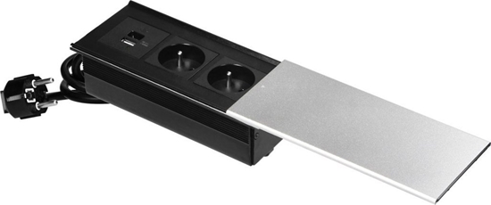 Изображение Gniazdo meblowe z przesuwn pokryw, 2x2P+Z (French), USB A+C, srebrne