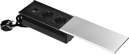 Изображение Gniazdo meblowe z przesuwn pokryw, 2x2P+Z (Schuko), USB A+C, srebrne
