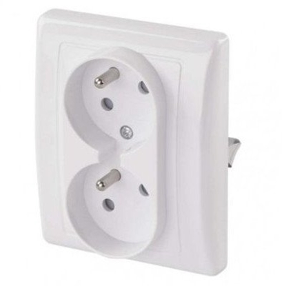 Изображение Gniazdo podwójne Emos A6001.1 FRENCH IP20 byszczce biae