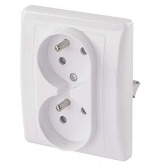 Изображение Gniazdo podwójne Emos A6001.1 FRENCH IP20 byszczce biae