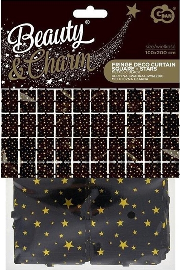 Picture of GoDan Kurtyna B&C gwiazdki metaliczna czarna 100x200cm