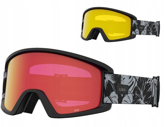 Picture of Gogle zimowe GIRO DYLAN BLACK & GREY BOTANICAL LX (Szyba lustrzana kolorowa AMBER SCARLET 19-42% S2 + Szyba kolorowa YELLOW 84% S0) (NEW 2023/2024)