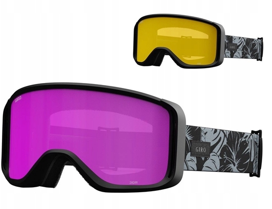 Picture of Gogle zimowe GIRO SAGEN BLACK & GREY BOTANICAL LX (szyba AMBER PINK 19-42% S2 + szyba YELLOW 00% S2) (NEW 2024/2025)