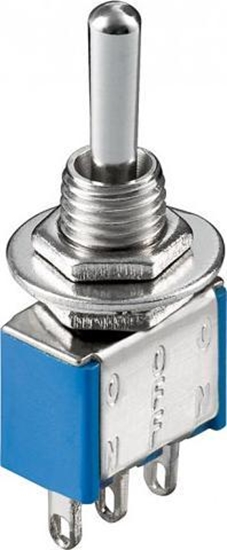 Изображение Goobay Przecznik obrotowy miniaturowy, ON - OFF - ON, 3-pinowy, obudowa niebieska