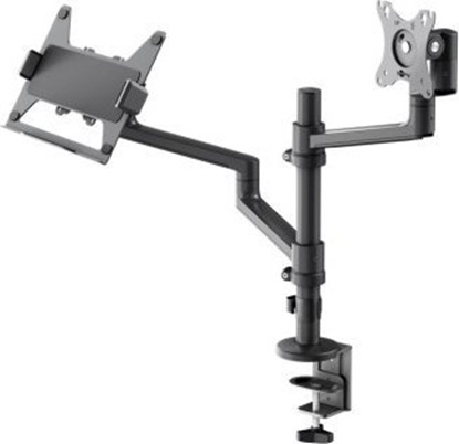 Изображение Goobay Uchwyt do monitora Deluxe z ramieniem na laptopa, czarny
