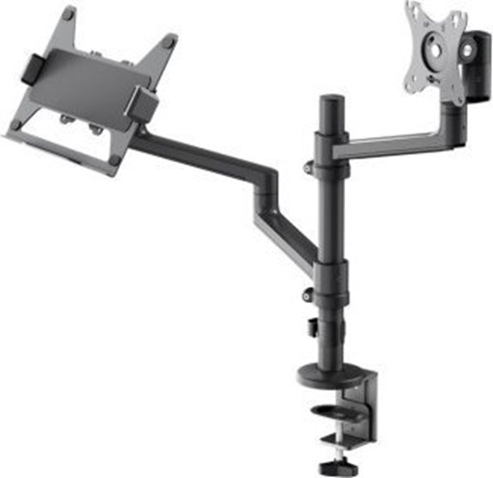 Изображение Goobay Uchwyt do monitora Deluxe z ramieniem na laptopa, czarny