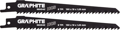 Attēls no Graphite Brzeszczoty bagnetowe (Brzeszczot do piy szablastej, HCS, 150 x 19 x 1.25 mm, 6TPI, kpl. 2 szt.)