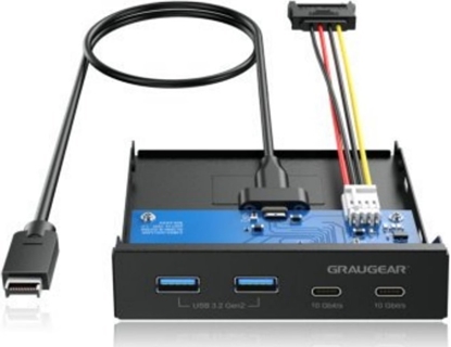 Attēls no Graugear GG 18045 USB 3.1, 4 porty Bay Hub, 2 x USB a, 1 x USB-C. (G-MP02)