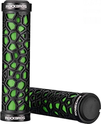 Picture of Gripy rowerowe chwyty z gumy przyczepne r. 22mm czarno-zielone ROCKBROS