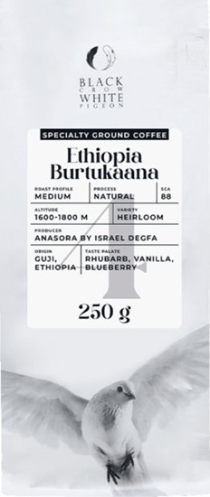 Picture of Ground specialty coffee Black Crow White Pigeon Ethiopia Burtukaana, 250 g