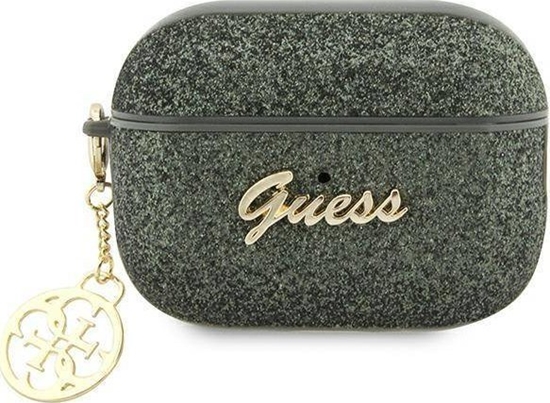 Изображение Guess Etui GUAP2GLGSHA Apple AirPods Pro 2 cover zielony/khaki Glitter Flake 4G Charm