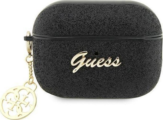 Изображение Guess Etui Guess GUAP2GLGSHK Apple AirPods Pro 2 cover czarny/black Glitter Flake 4G Charm