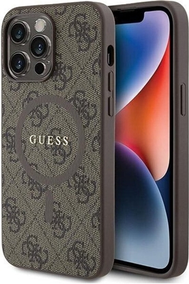 Изображение Guess GUHMP13LG4GFRW iPhone 13 Pro / 13 6.1" brzowy/brown hardcase 4G Collection Leather Metal Logo MagSafe