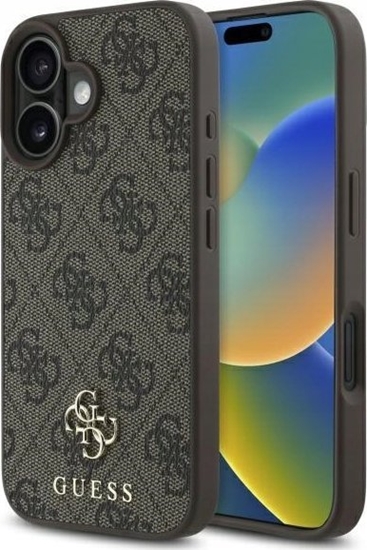 Picture of Guess PU 4G Small Metal Logo MagSafe Case for iPhone 16 / Brown