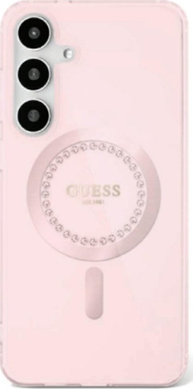 Picture of Guess Rhinestones Printed Classic Logo MagSafe Samsung Galaxy S25 Case Pink