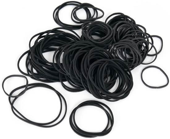 Picture of Gummibånd EDGE sort ass. størrelser 50g/pak - (50 gram pr. pakke)